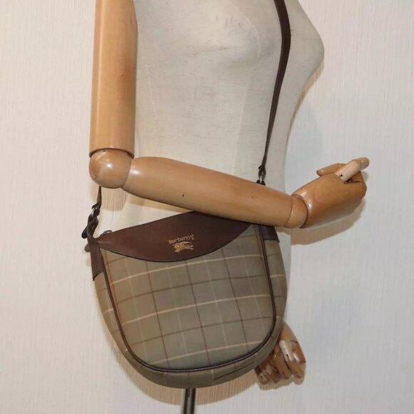 Burberrys Nova Check Shoulder Bag Canvas Beige Auth - Picture 1 of 16